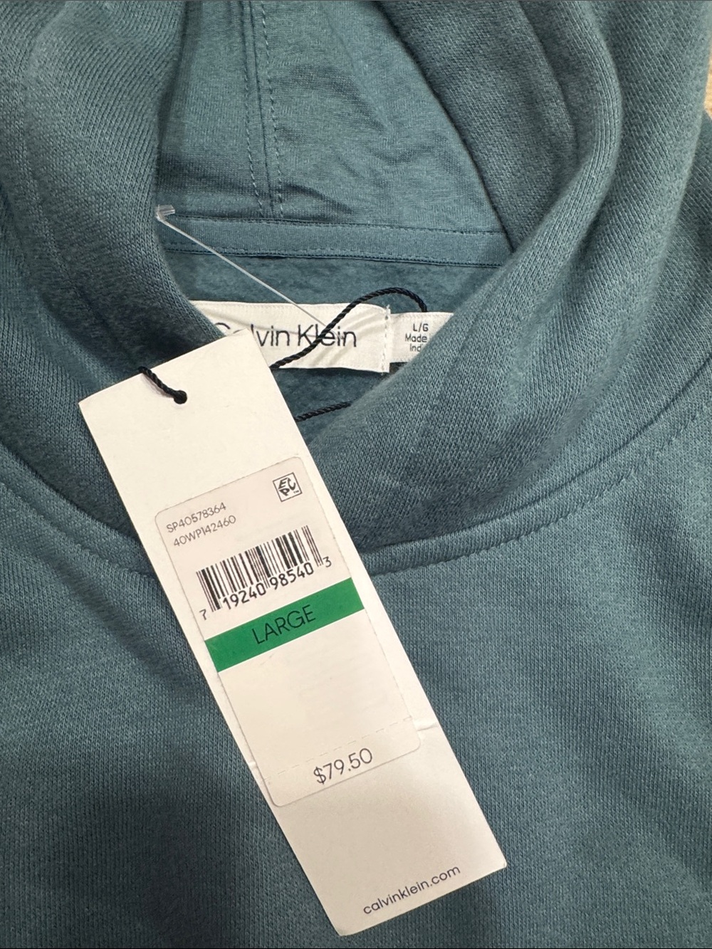 Calvin Klein Men's Sleeveless Hooded Pullover in Teal Blue - Picture 2 of 5